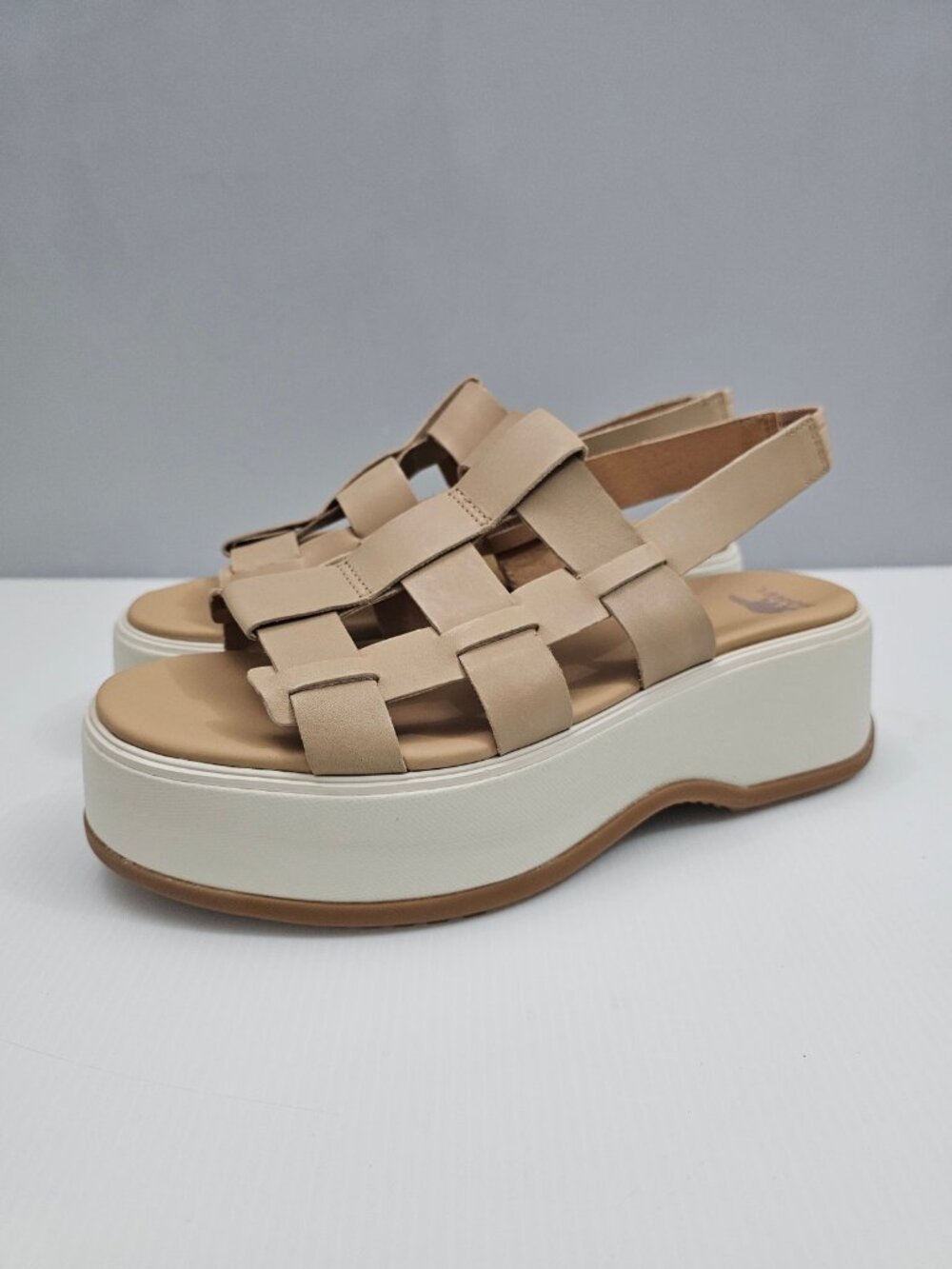 Sorel Dayspring Platform Sandal Womens 10 Beige Leather Slingback Fisherman NEW